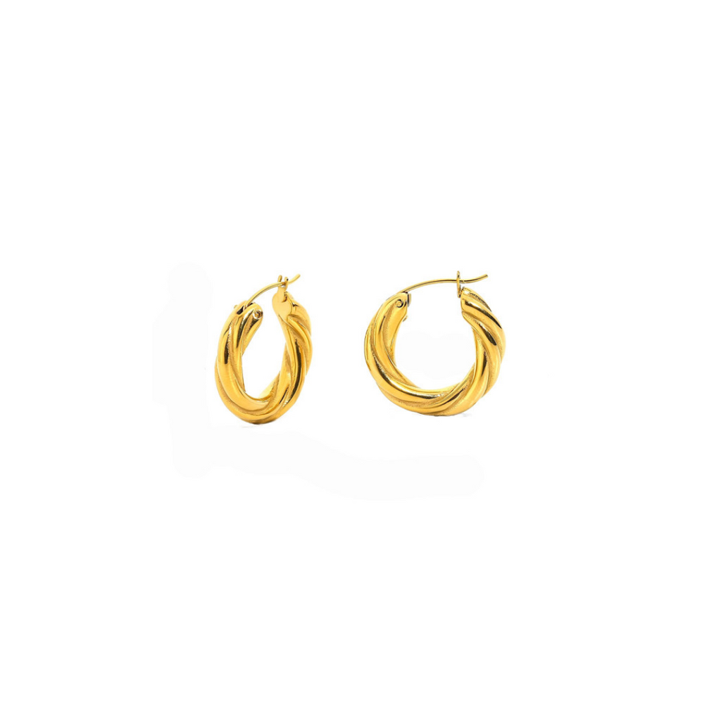 18K Gold Plated Stainless Steel Simple Twisted Hoops