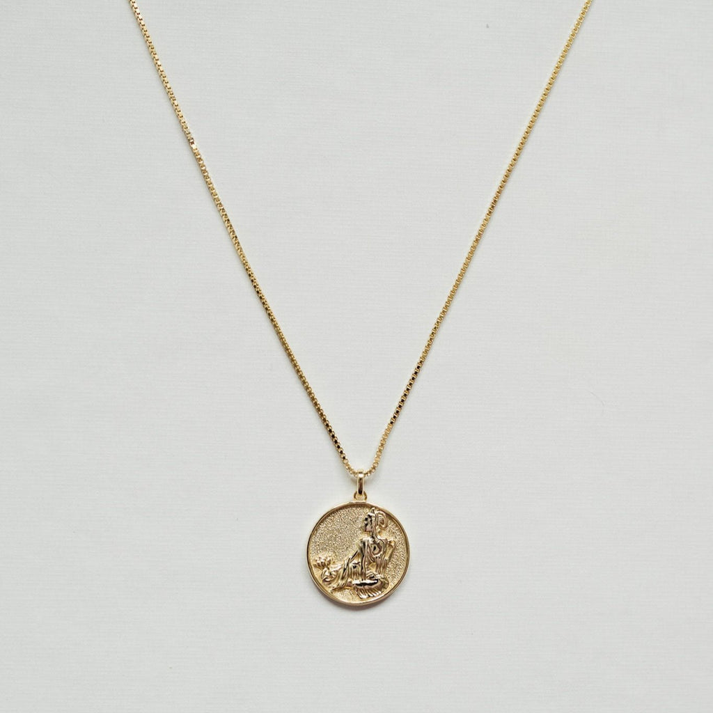 14K Gold Chinese Kuan Yin Necklace