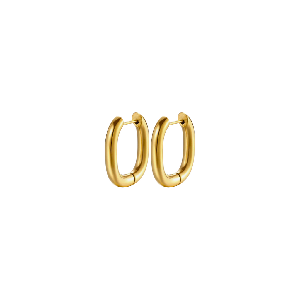 18K Plated Stainless Steel Oblong Hoops