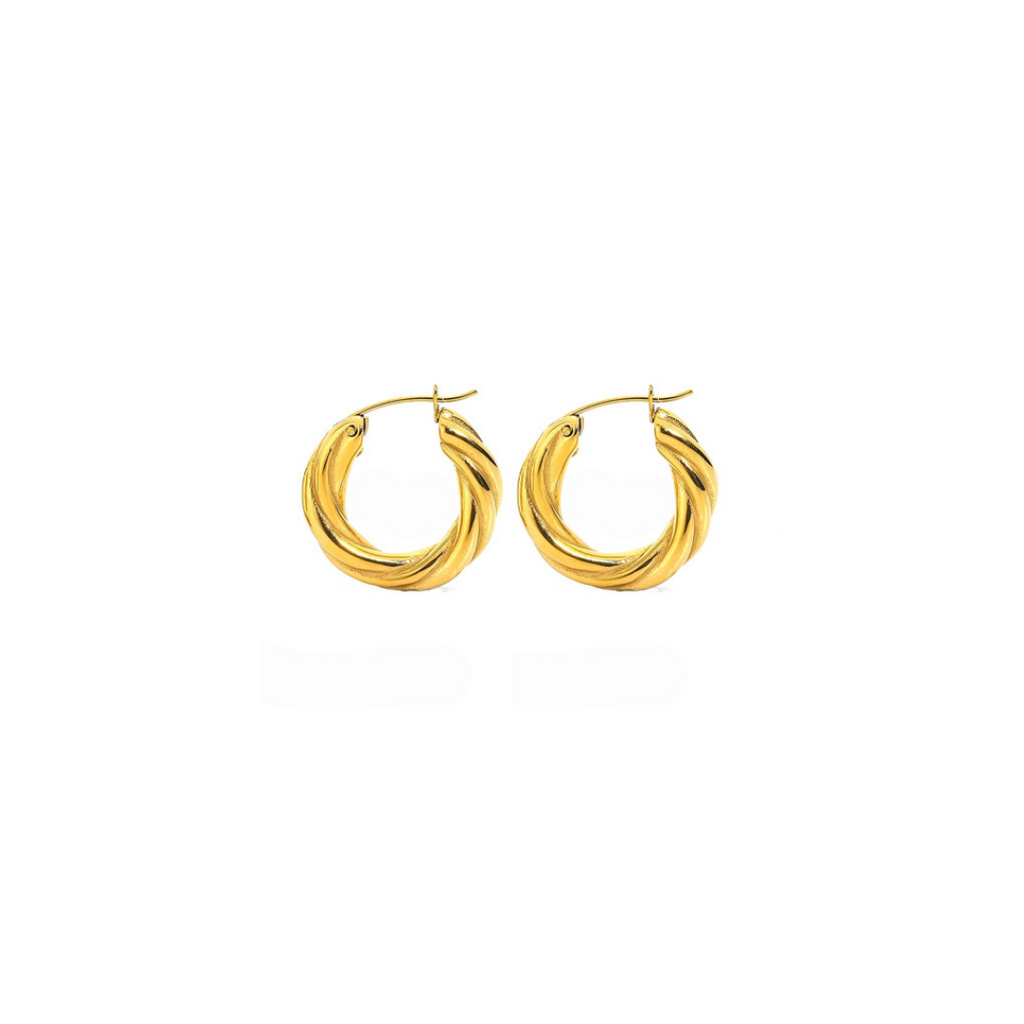 18K Gold Plated Stainless Steel Simple Twisted Hoops