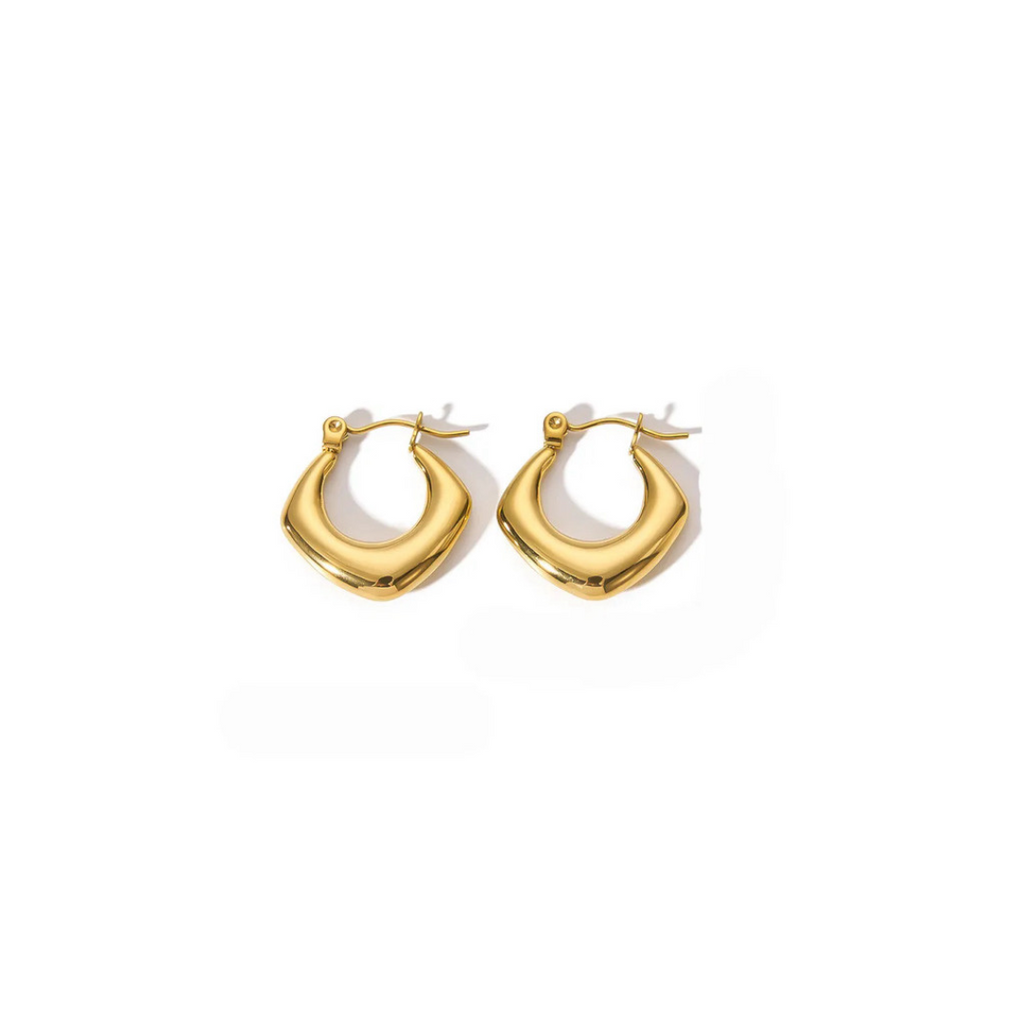 18K Gold Angular Chunky Hoops