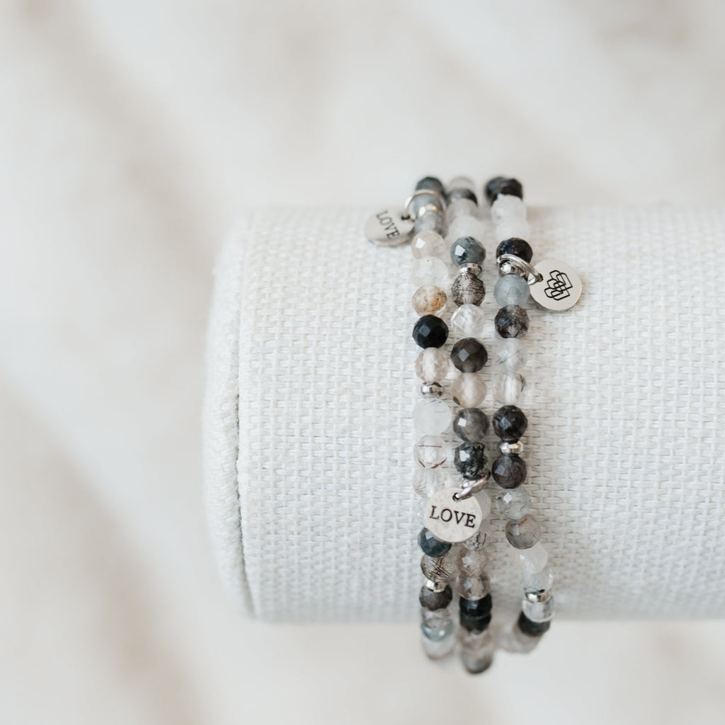 4mm beaded bracelets with silver spacers