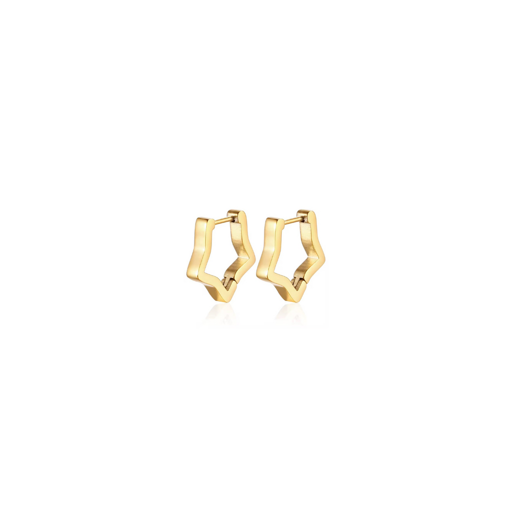 18K Gold Plated Star Shaped Hoops