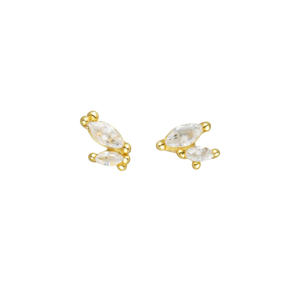 14K Gold Plated Sterling Silver Hypoallergenic CZ Mini Studs